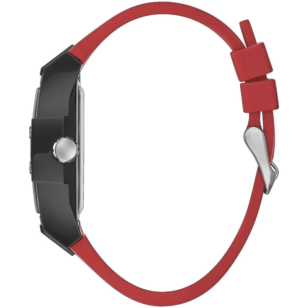 ساعة Guess Phoenix GW0203G4 بهيكل أسود وقرص داخلي مكشوف وحزام مطاطي أحمر