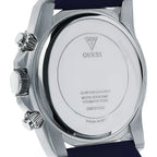 Guess Commander GW0211G1 Silver Case Blue Dial Blue Rubber Strap Men's Watch