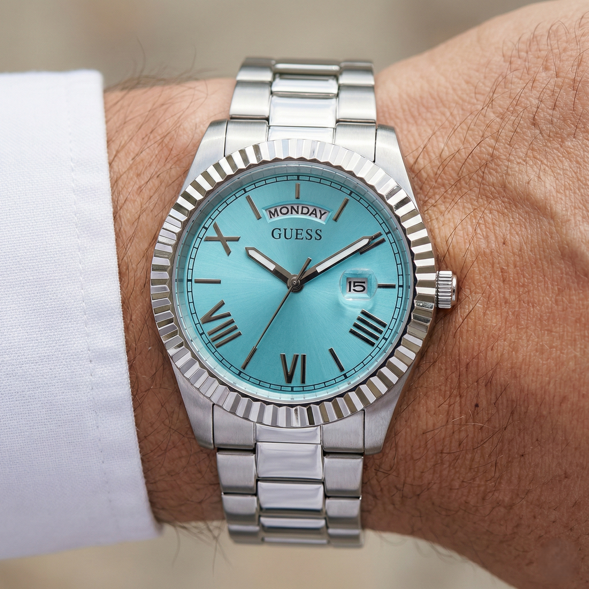 Guess Connoisseur GW0265G11 Silver Case Tiffany Blue Dial Men's Watch