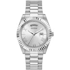 Guess GW0265G6 Silver Case Silver Dial Day-Date Fluted Bezel Men's Watch