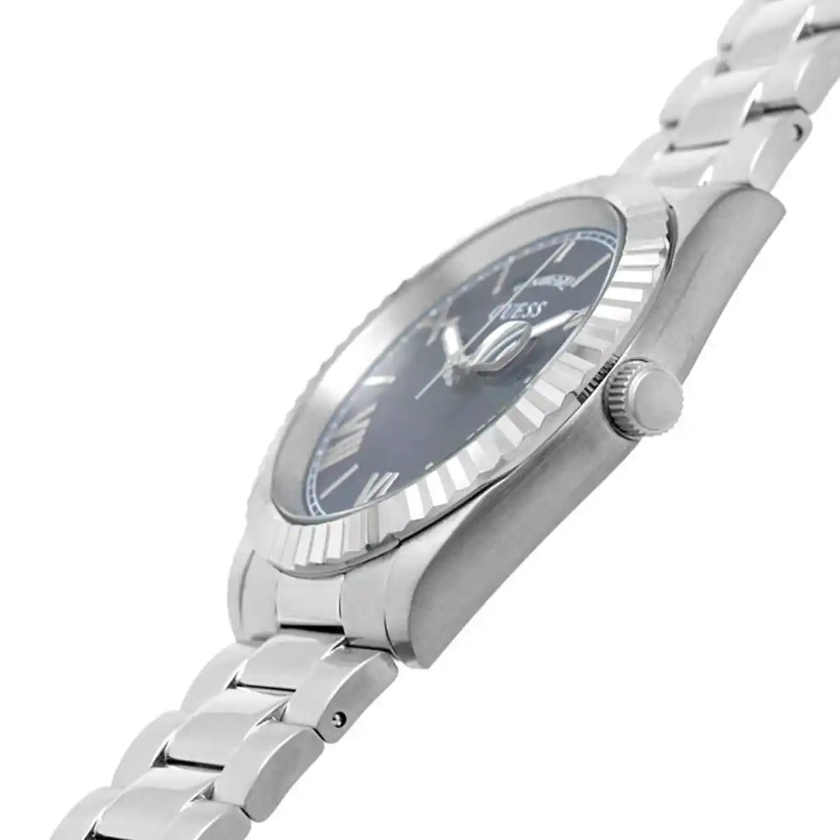 ساعة يد رجالية Guess Connoisseur GW0265G7 بلون فضي مع ميناء أزرق