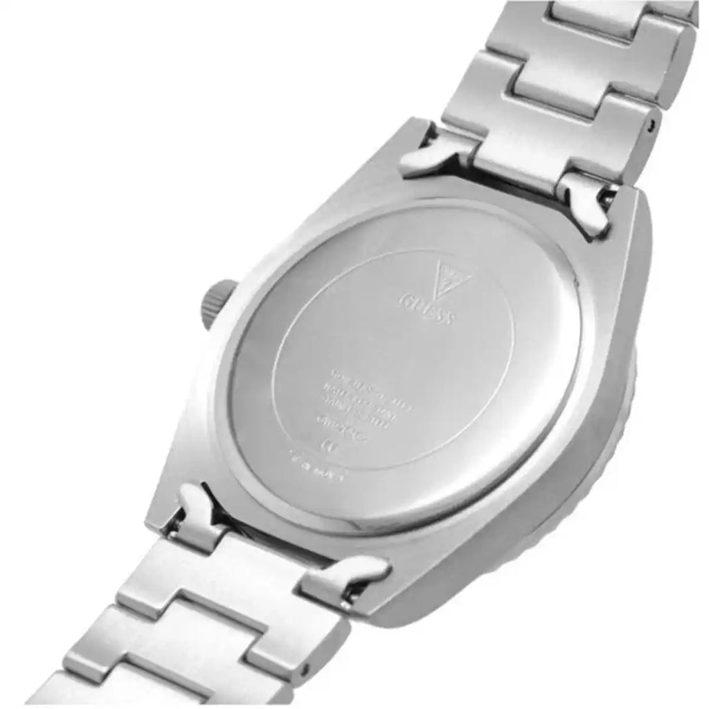 ساعة يد رجالية Guess Connoisseur GW0265G7 بلون فضي مع ميناء أزرق