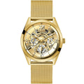 Guess Tailor GW0368G2 Gold Mesh Skeleton Dial Men's Watch