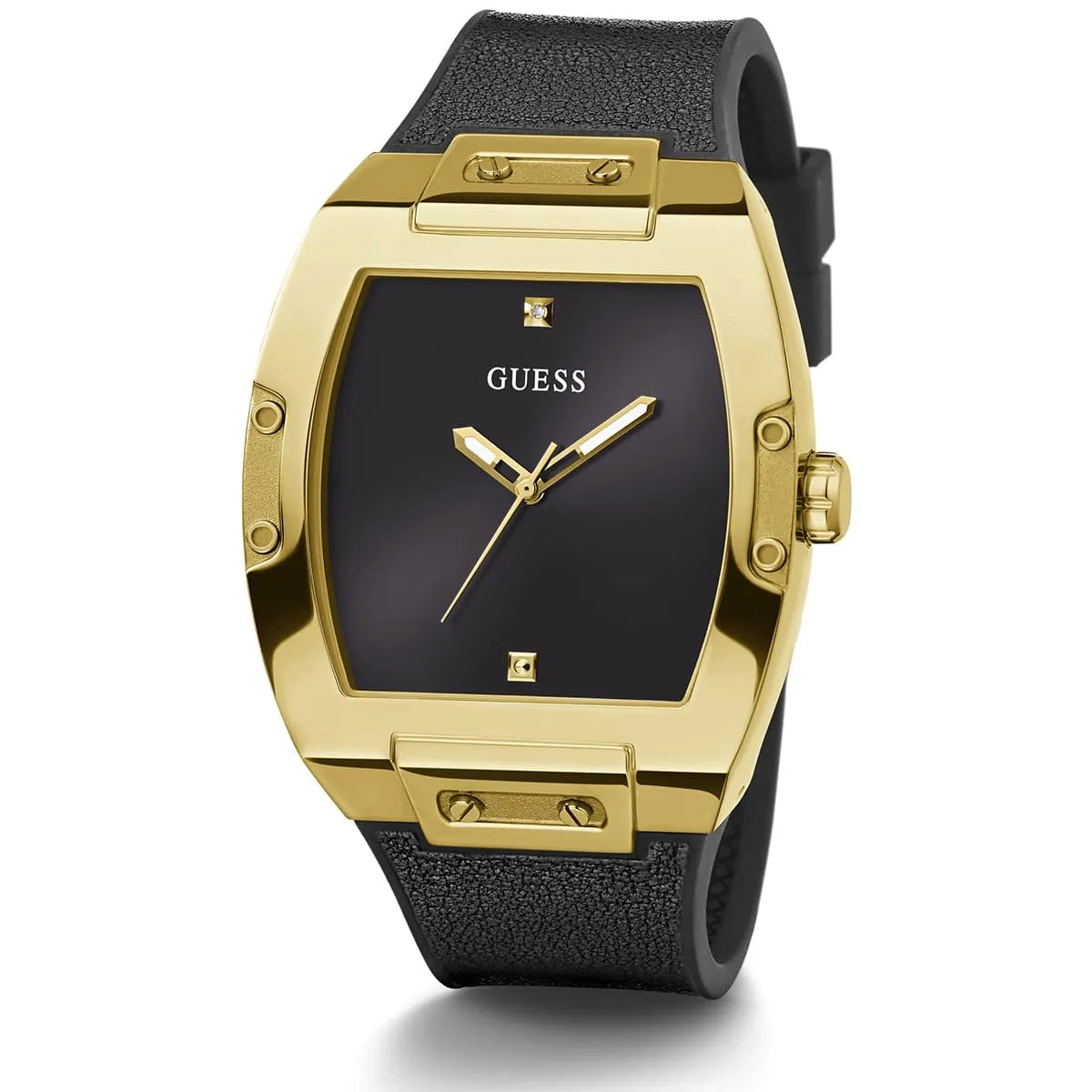 Guess Phoenix GW0386G3 Gold-Tone Case Black Minimalist Dial Leather Strap Men's Watch