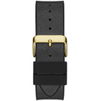 Guess Phoenix GW0386G3 ساعة يد رجالية بسوار جلدي ومينا سوداء بسيطة وعلبة ذهبية اللون