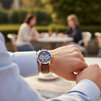 Guess Tailor GW0389G3 Rose Gold Case Blue Skeleton Dial Brown Leather Watch