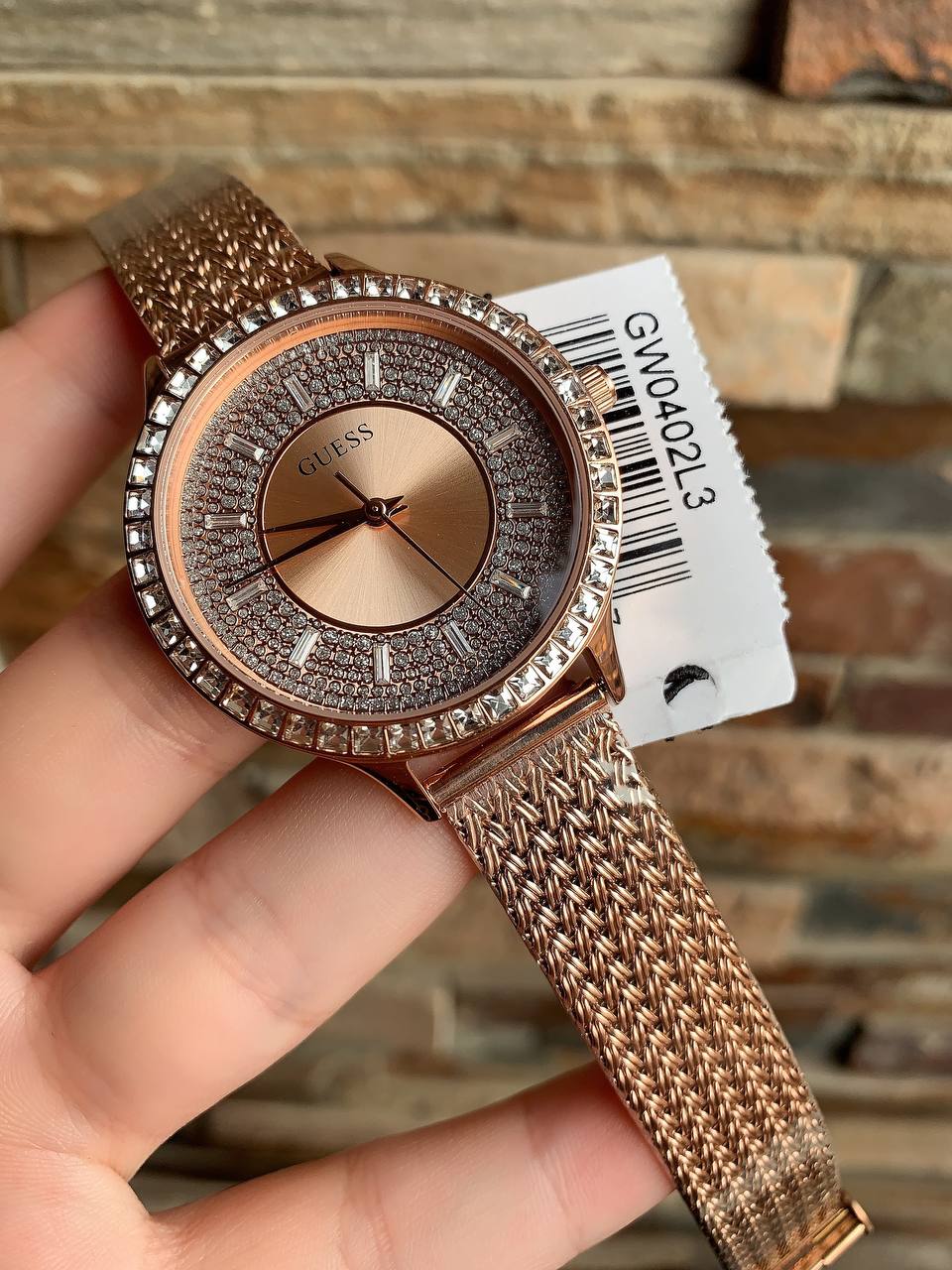 Guess Dress GW0402L3 Rose Gold Mesh Crystal Ladies Watch