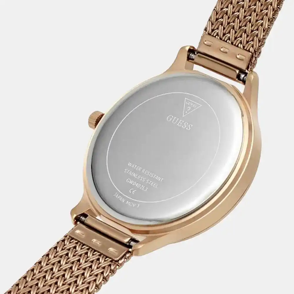 Guess Dress GW0402L3 Rose Gold Mesh Crystal Ladies Watch
