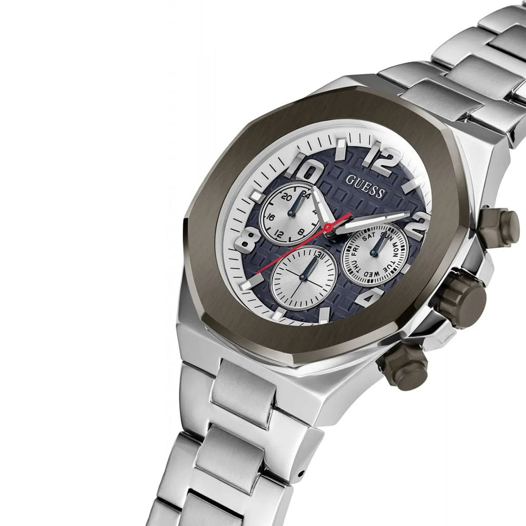 Guess Empire GW0489G1 Silver Steel Case Blue Textured Dial Men's Watch