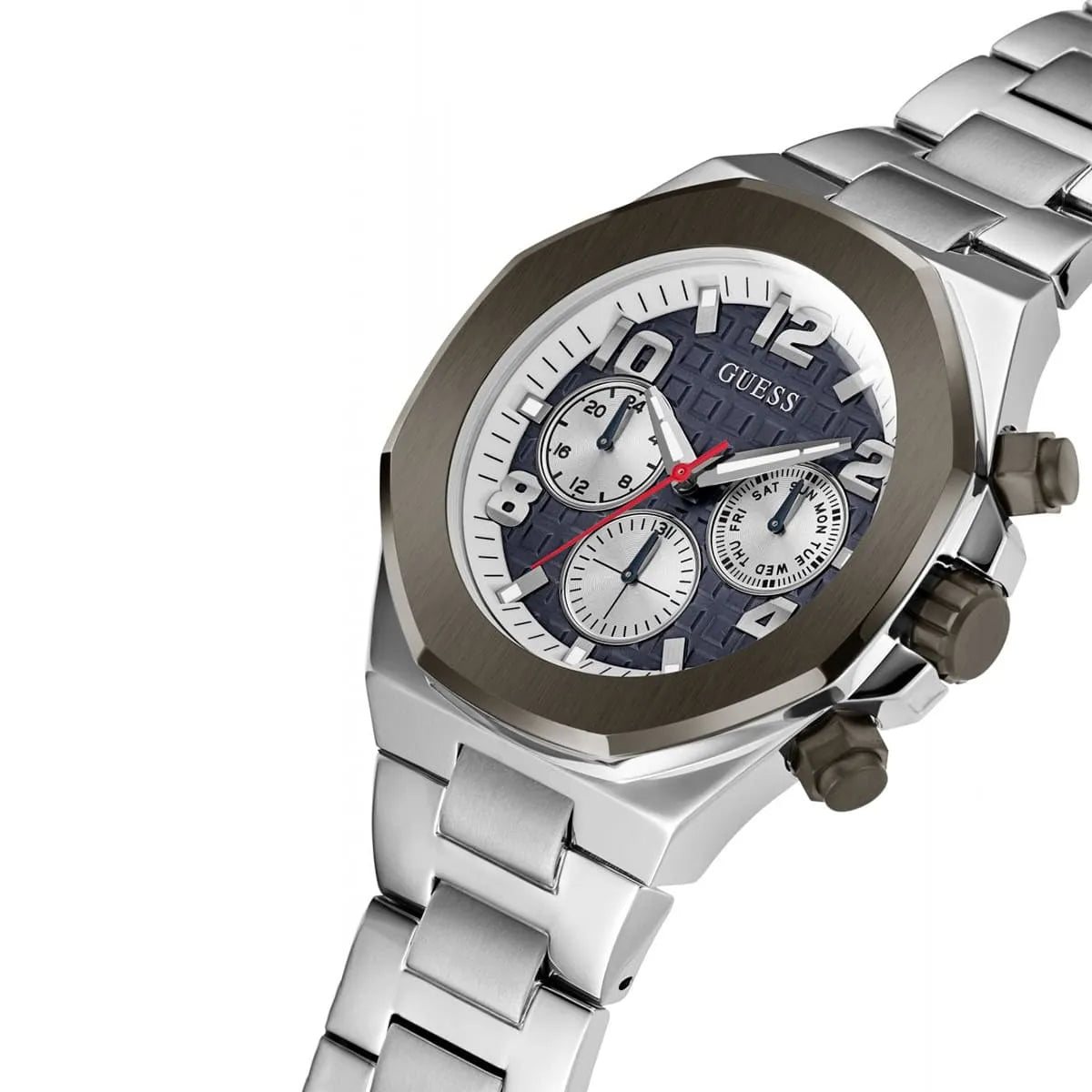 Guess Empire GW0489G1 Silver Steel Case Blue Textured Dial Men's Watch