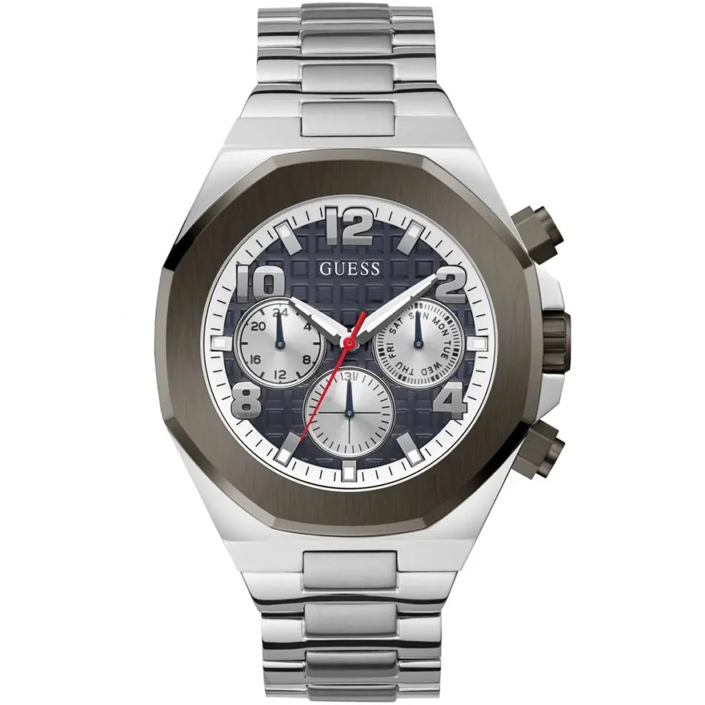 Guess Empire GW0489G1 Silver Steel Case Blue Textured Dial Men's Watch
