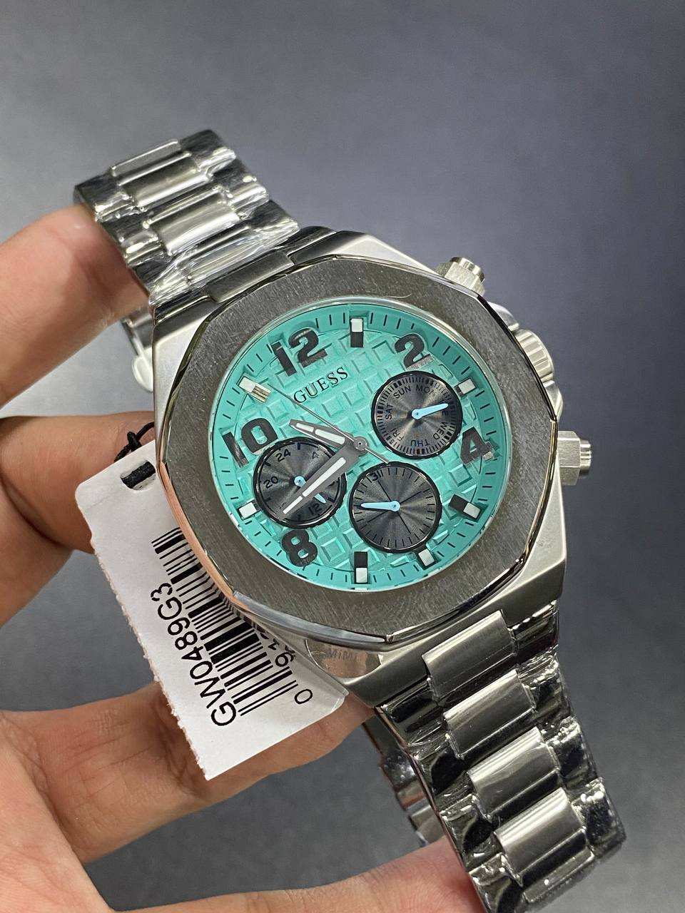 Guess Empire GW0489G3 Silver Case Turquoise Dial Men's Watch