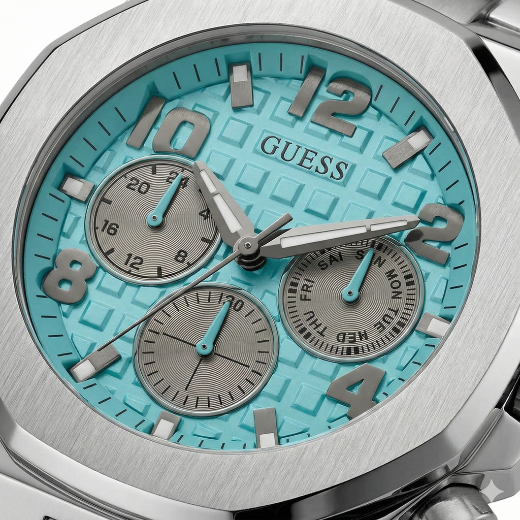 Guess Empire GW0489G3 Silver Case Turquoise Dial Men's Watch