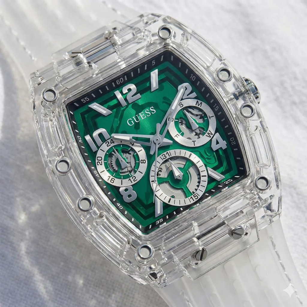 Guess Phoenix GW0499G8 Men's Transparent & Green Watch