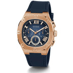 Guess Headline GW0571G2 Rose Gold Case Navy Blue Dial Rubber Strap Men's Watch
