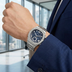 Guess Headline GW0572G1 Men's Silver-Tone & Blue Dial Watch
