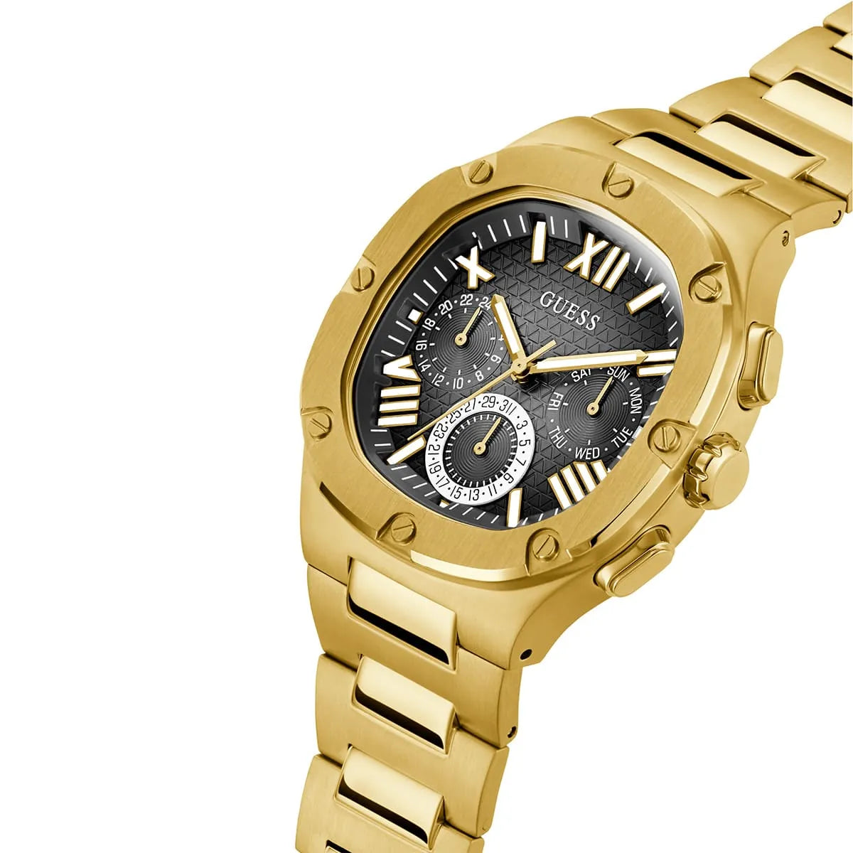 Guess Headline GW0572G2 Full Gold Case Black Textured Dial Men's Watch