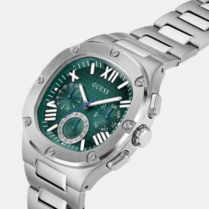 Guess Headline GW0572G6 Men's Silver-Tone & Green Dial Watch