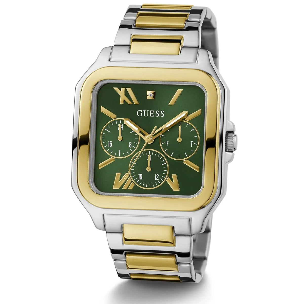 Guess GW0631G1 Men's Two-Tone Square Watch with Green Dial