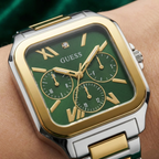 Guess GW0631G1 Men's Two-Tone Square Watch with Green Dial