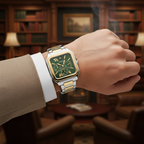 Guess GW0631G1 Men's Two-Tone Square Watch with Green Dial