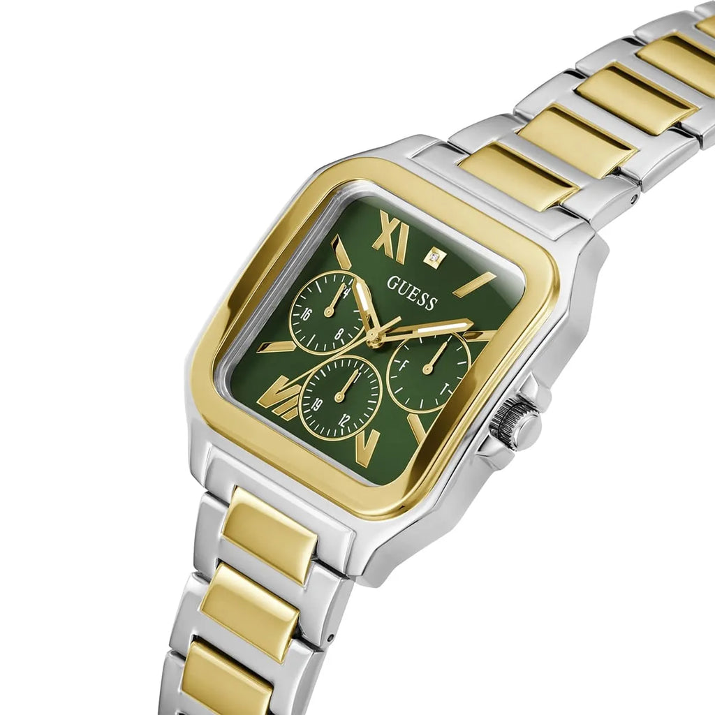 Guess GW0631G1 Men's Two-Tone Square Watch with Green Dial