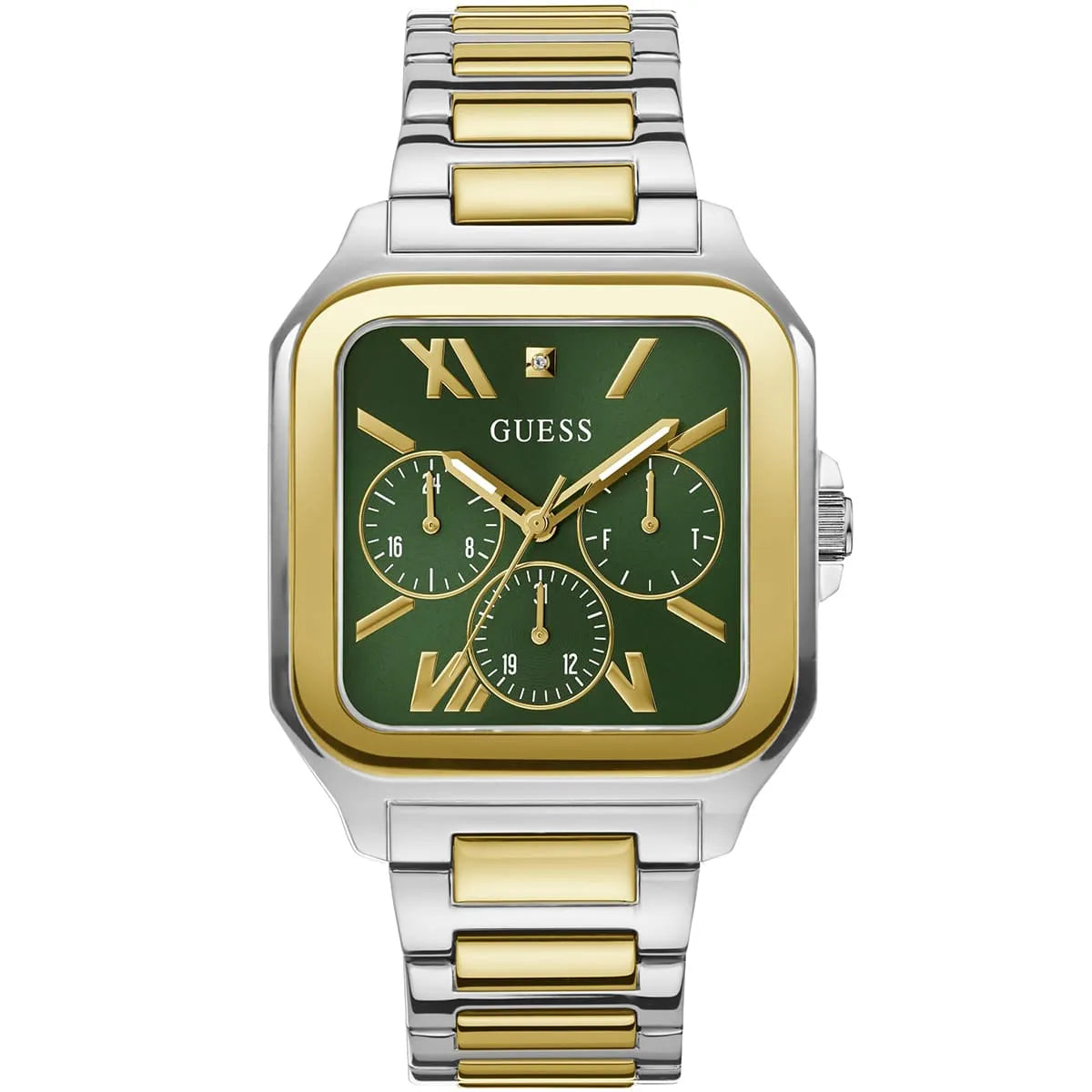 Guess GW0631G1 Men's Two-Tone Square Watch with Green Dial