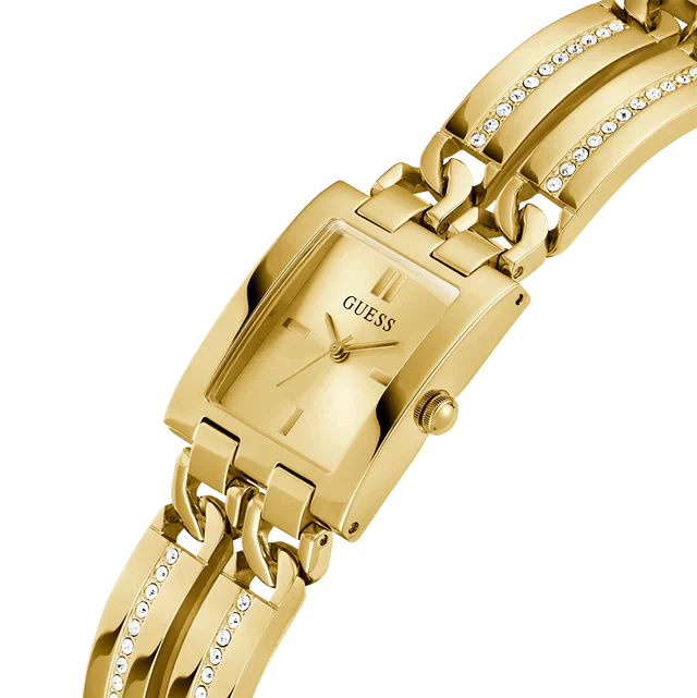 ساعة Guess GW0668L2 بسوار كريستالي مستطيل ذهبي اللون