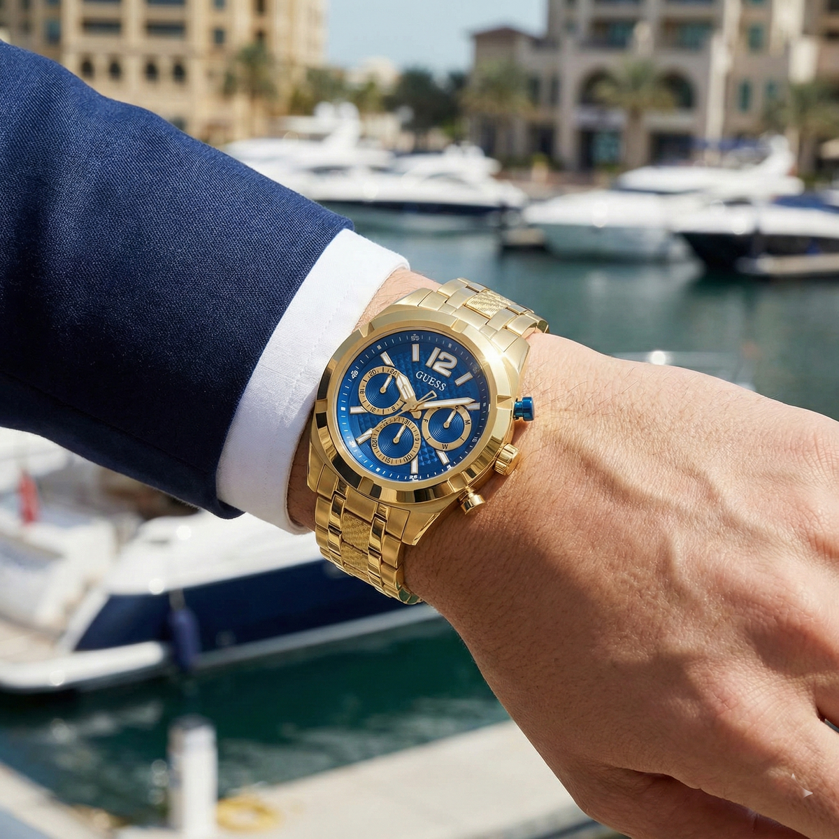 Guess GW0714G2 Men's Top Tier Gold & Blue Dial Watch