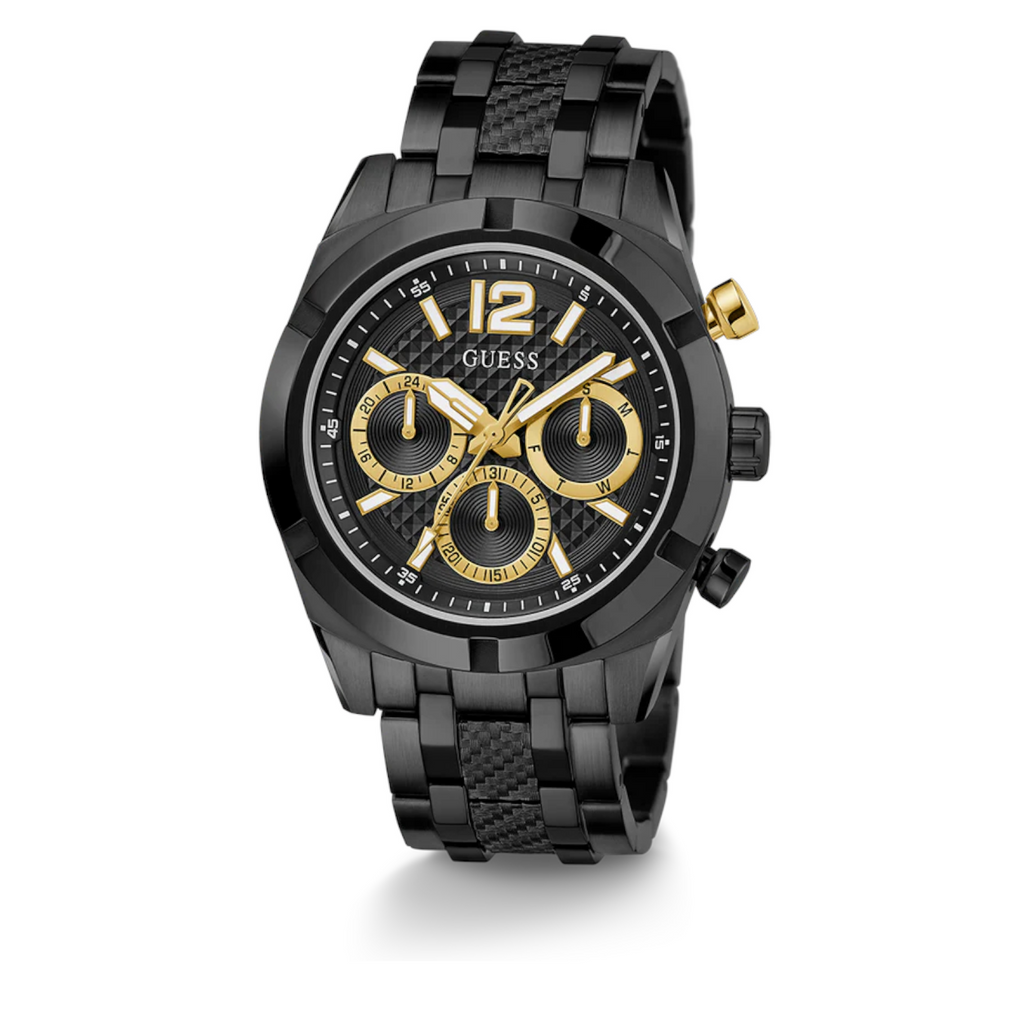 Guess GW0714G4 Men's Top Tier All-Black & Gold Accents Watch