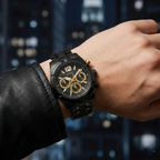 Guess GW0714G4 Men's Top Tier All-Black & Gold Accents Watch