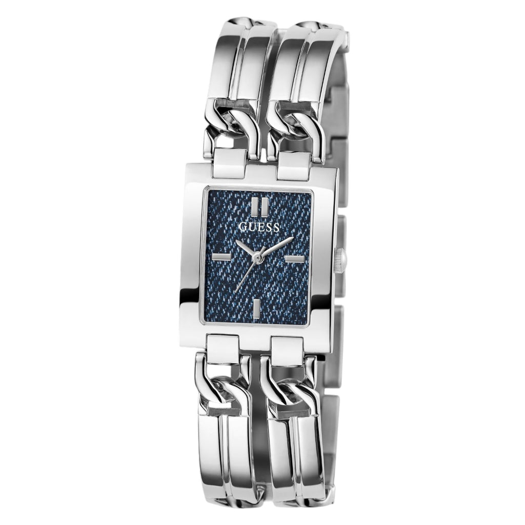 Guess GW0807L1 Silver Tone Rectangular Blue Denim Dial Watch