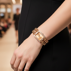 Guess Mod Heavy Metal W0072L3 Rose Gold Chain Bracelet Rectangular Watch