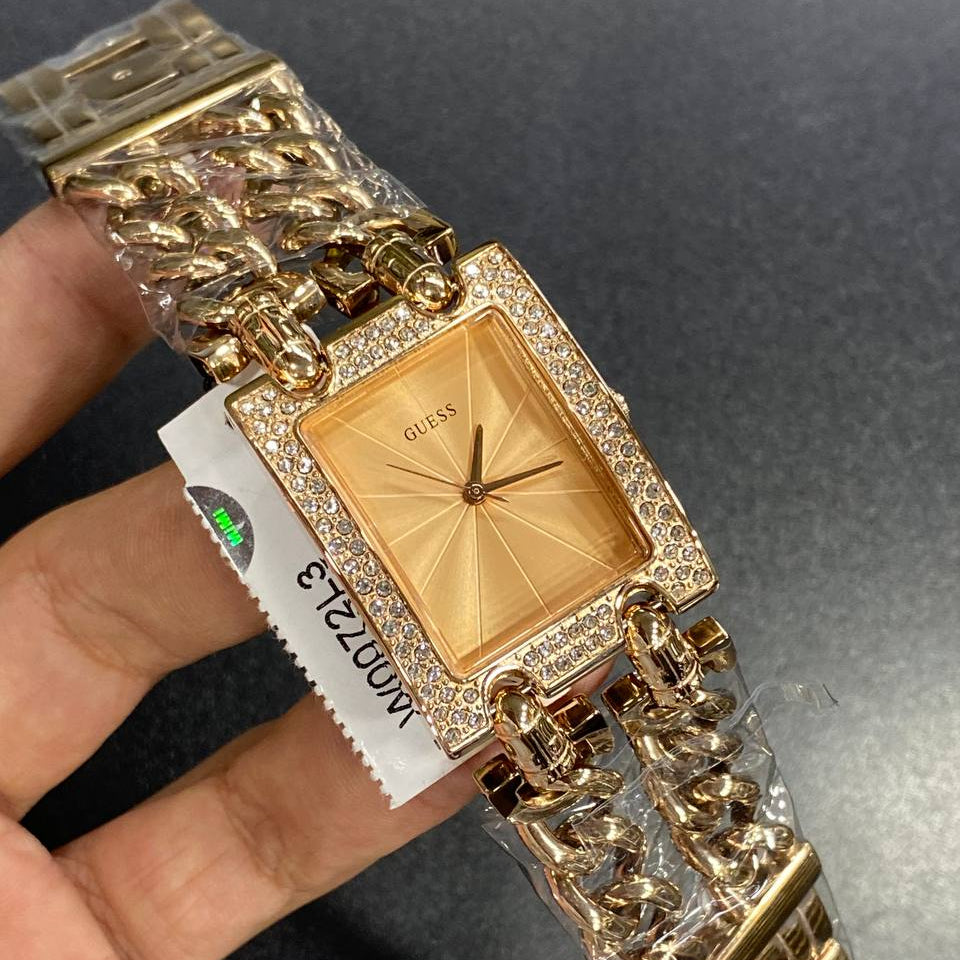 Guess Mod Heavy Metal W0072L3 Rose Gold Chain Bracelet Rectangular Watch