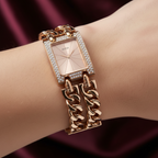 Guess Mod Heavy Metal W0072L3 Rose Gold Chain Bracelet Rectangular Watch