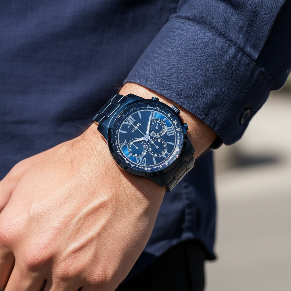 Guess Horizon W0379G5 Blue Tone Stainless Steel Chronograph Look Watch