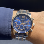 Guess Horizon W0379G7 Two-Tone Silver & Rose Gold Blue Dial Watch