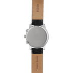 Guess Horizon W0380G3 Silver Tone Case Black Dial Blue Leather Watch