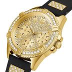 ساعة Guess Lady Frontier W1160L1 ذهبية ومطاطية سوداء