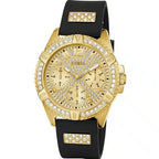 ساعة Guess Lady Frontier W1160L1 ذهبية ومطاطية سوداء