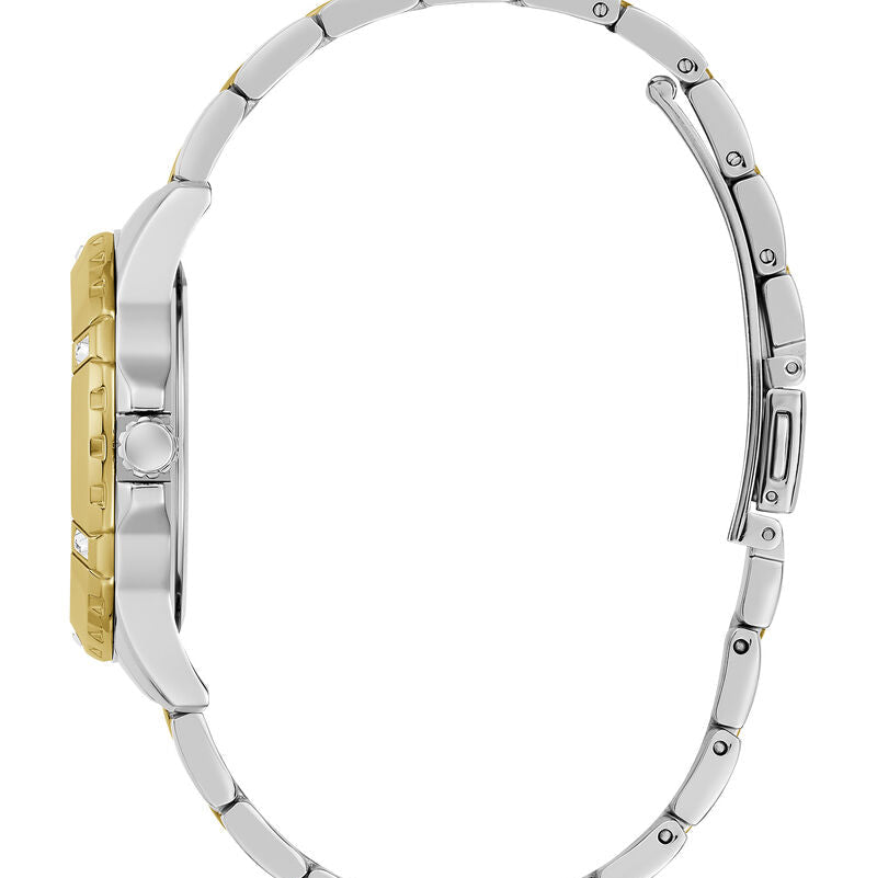 ساعة يد نسائية guess mist طراز GW0723L1 بلونين فضي وذهبي مع مينا أخضر