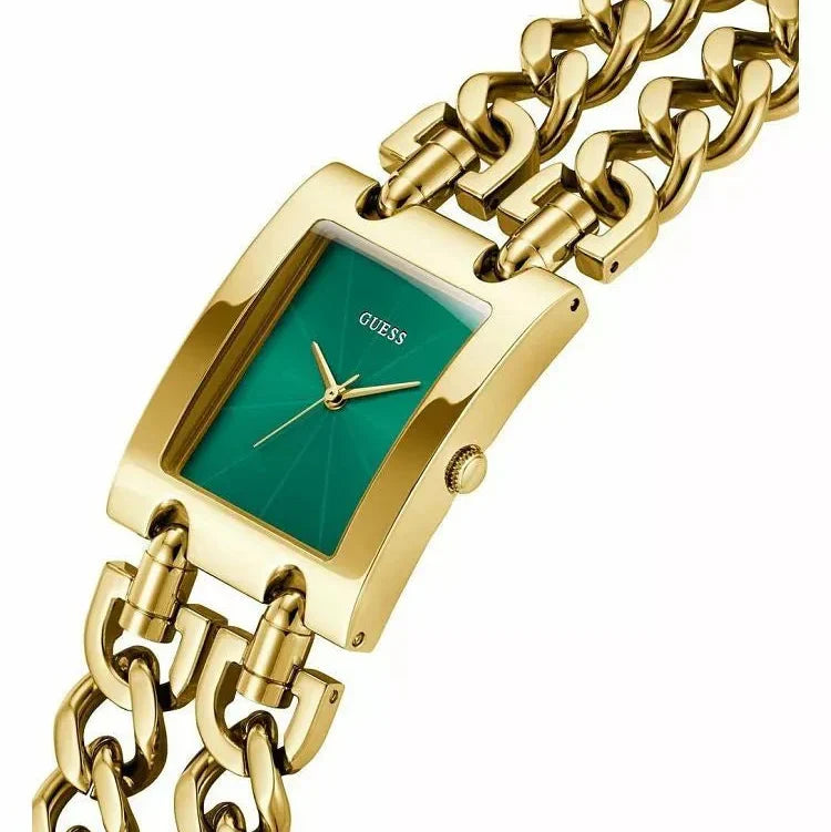 Guess Mod Heavy Metal GW0740L2 Gold Tone Emerald Green Dial Chain Watch