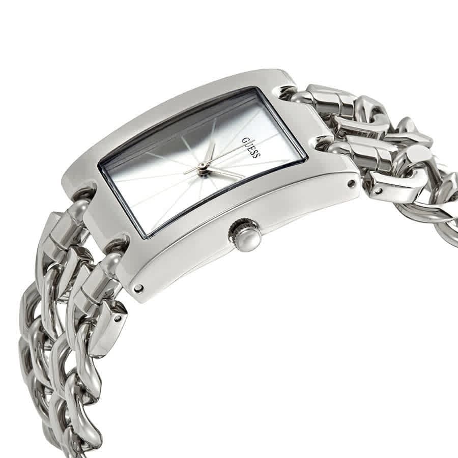 ساعة يد مستطيلة من جس مود هيفي ميتال W1117L1 بسوار سلسلة فضي اللون