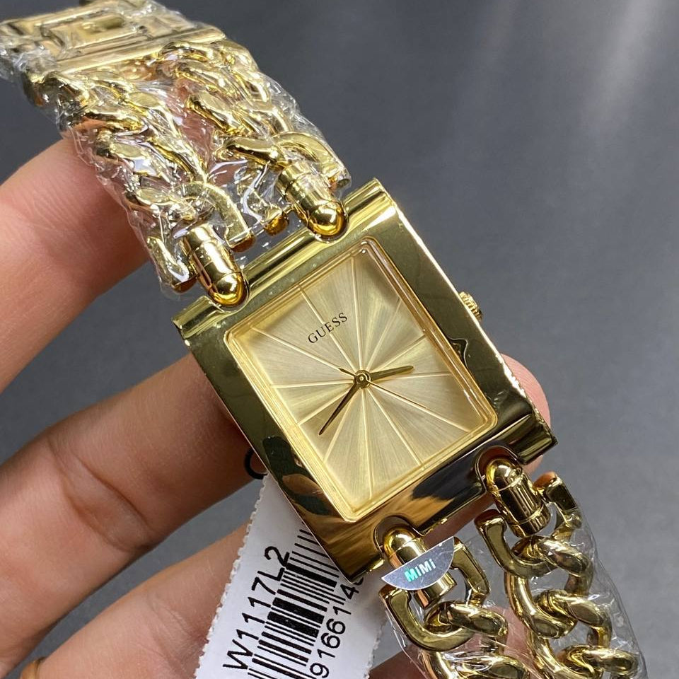 Guess Mod Heavy Metal W1117L2 Gold Tone Chain Bracelet Polished Watch