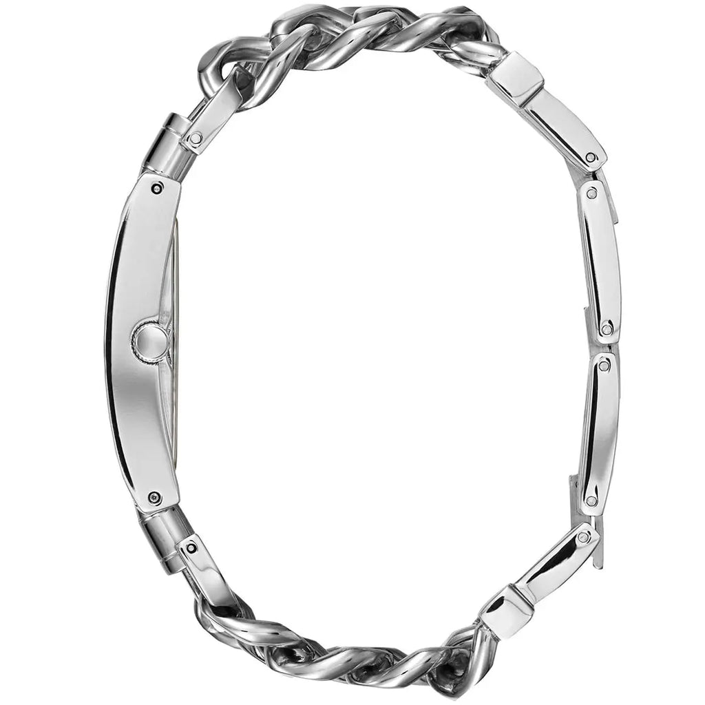 Guess Mod Heavy Metal W1121L1 Silver Tone Chain Bracelet Crystal Bezel Watch