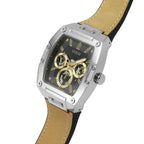 Guess Phoenix GW0202G3 Silver Tone Case Black Dial Brown Rubber Watch