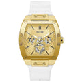 ساعة يد رجالية Guess Phoenix GW0202G6 ذهبية اللون ومطاط أبيض
