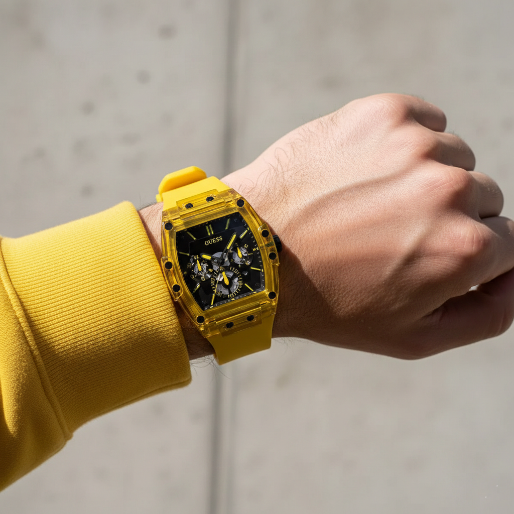 Guess Phoenix GW0203G6 Yellow Translucent Polycarbonate Rubber Watch
