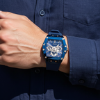 Guess Phoenix GW0203G7 Blue Polycarbonate Rose Gold Rubber Watch