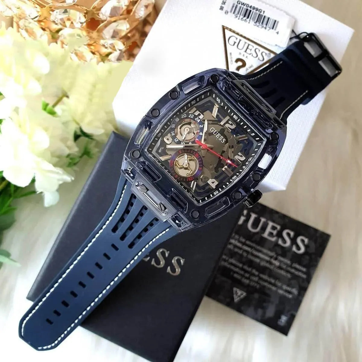 Guess Phoenix GW0499G1 Blue Polycarbonate Transparent Multifunction Watch